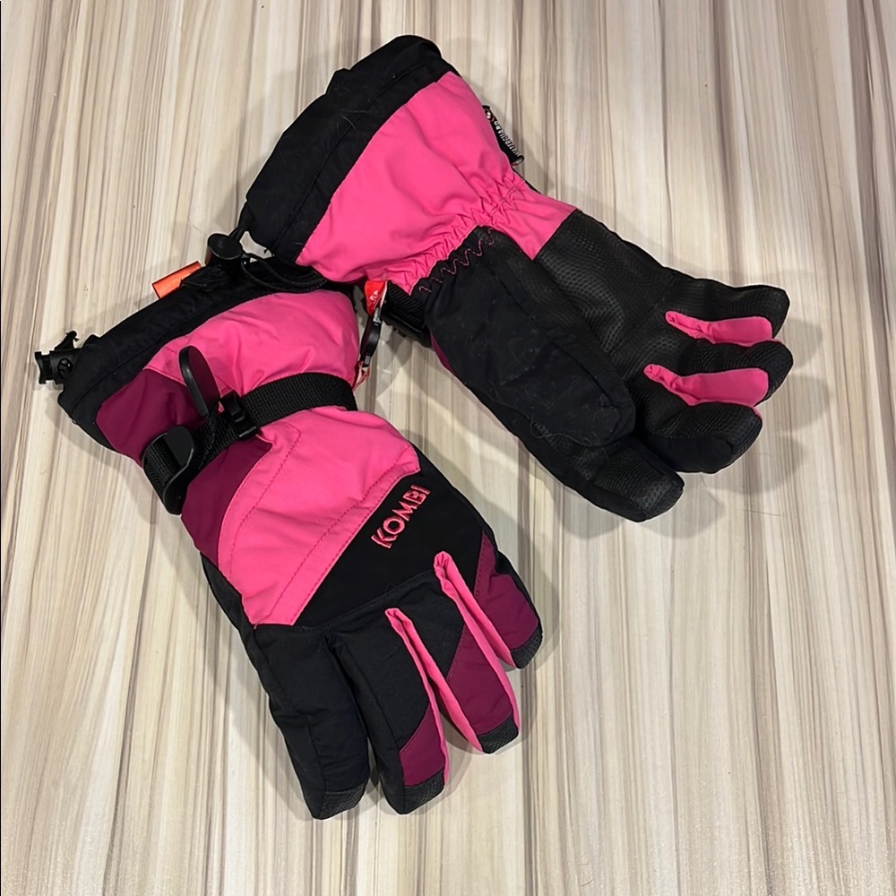 Pink and Black Insulated Mittens for Winter